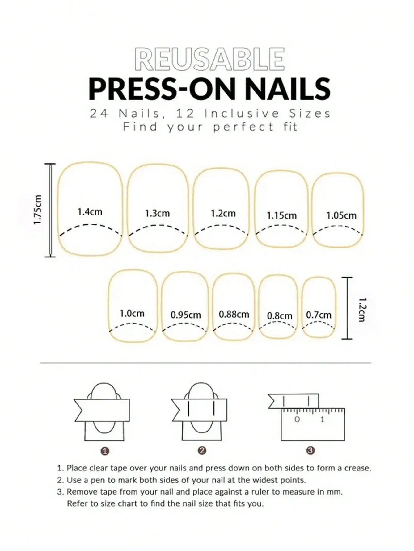 Faux ongles carrés courts 24pcs/set