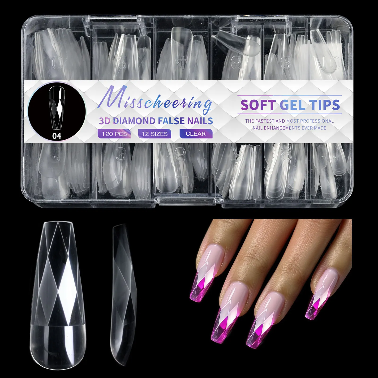 Faux ongles en acrylique souple, couverture complète, presse sur N64.DIY 140/120pcs