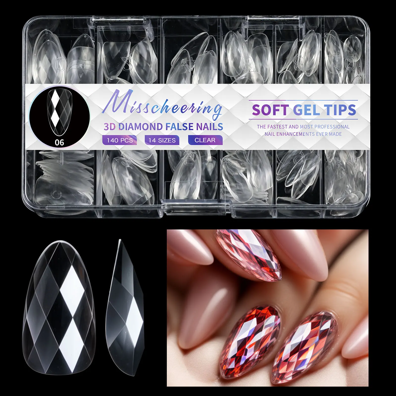 Faux ongles en acrylique souple, couverture complète, presse sur N64.DIY 140/120pcs