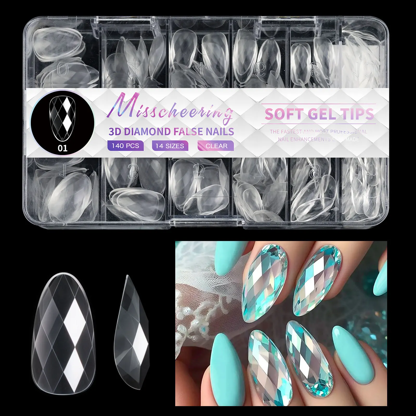 Faux ongles en acrylique souple, couverture complète, presse sur N64.DIY 140/120pcs