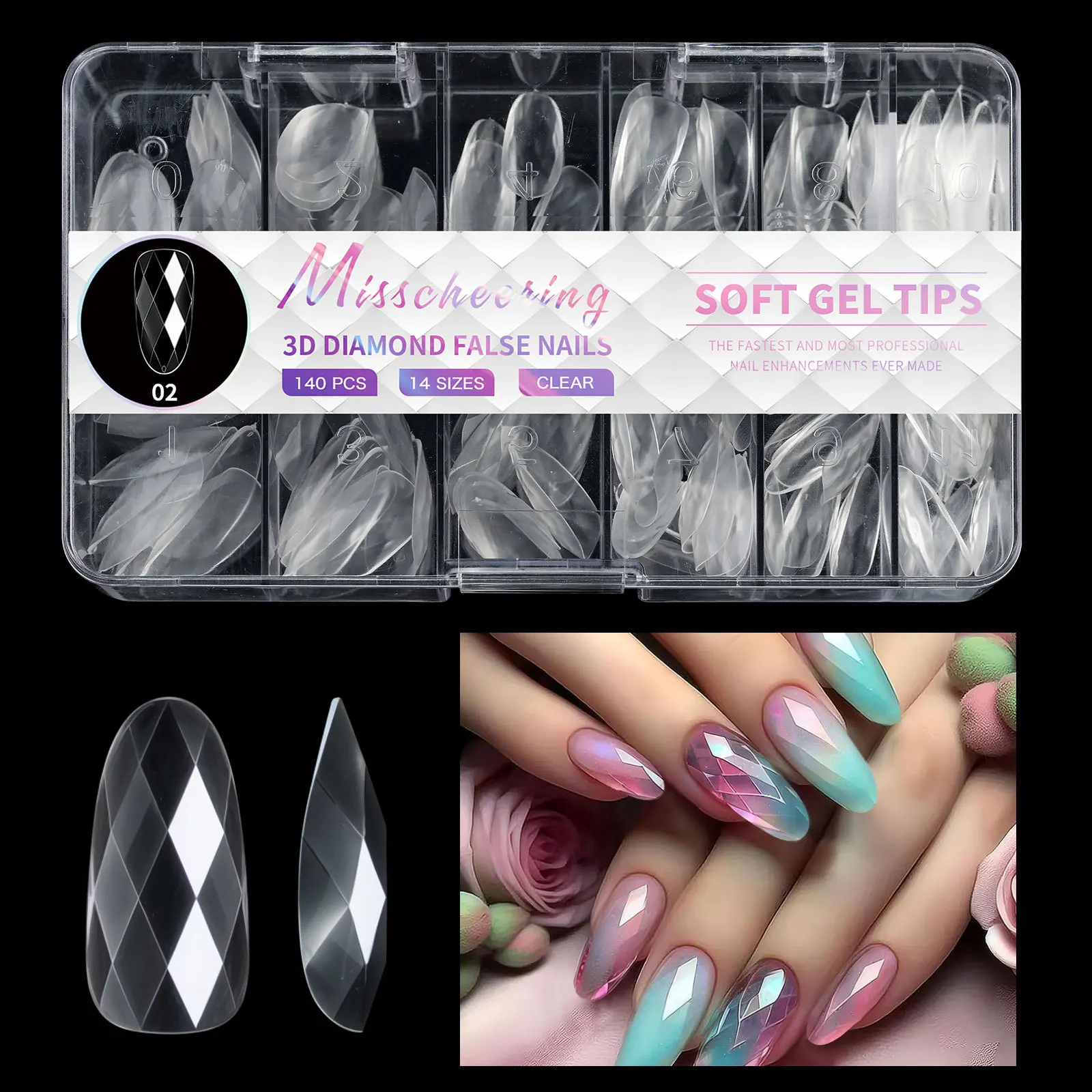 Faux ongles en acrylique souple, couverture complète, presse sur N64.DIY 140/120pcs