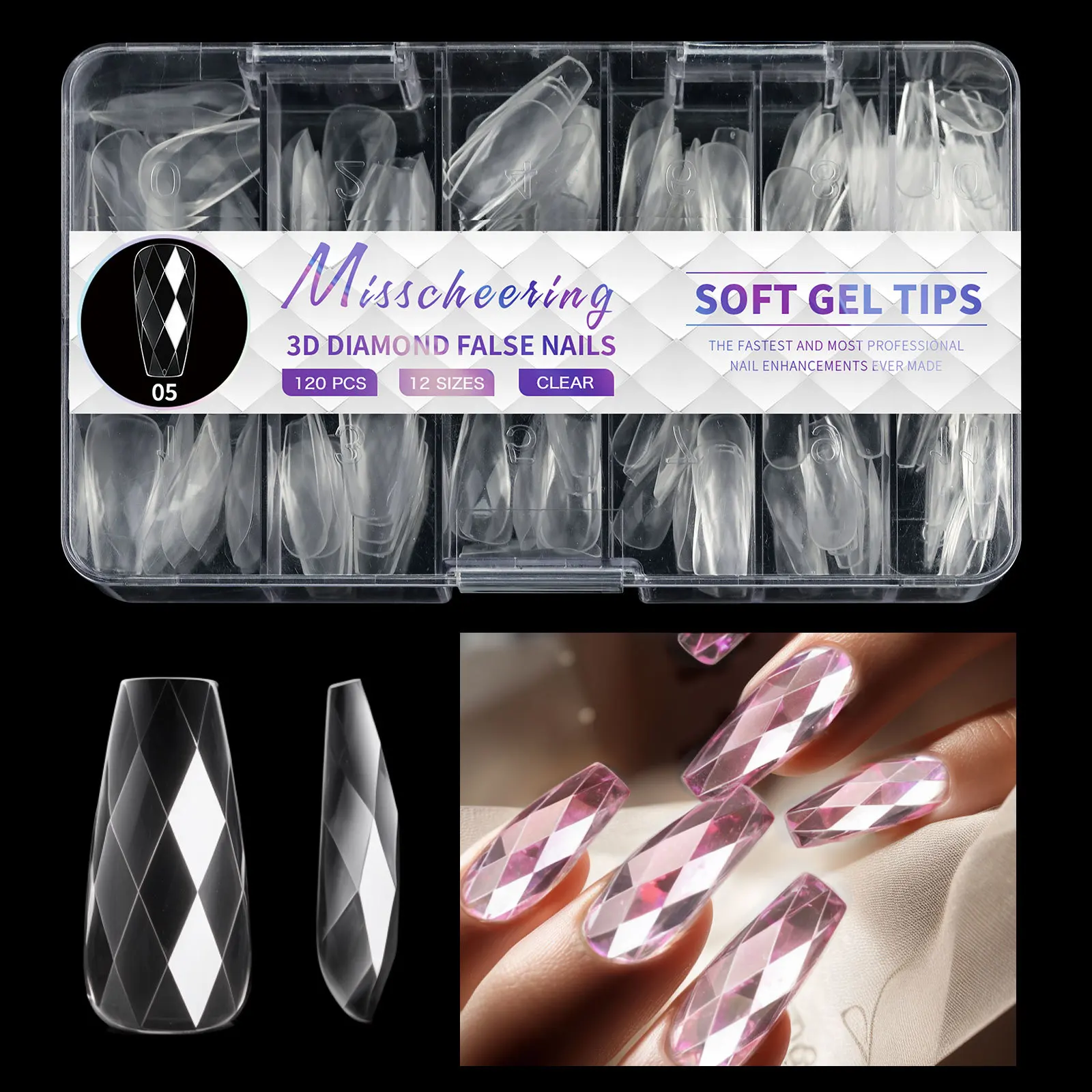 Faux ongles en acrylique souple, couverture complète, presse sur N64.DIY 140/120pcs